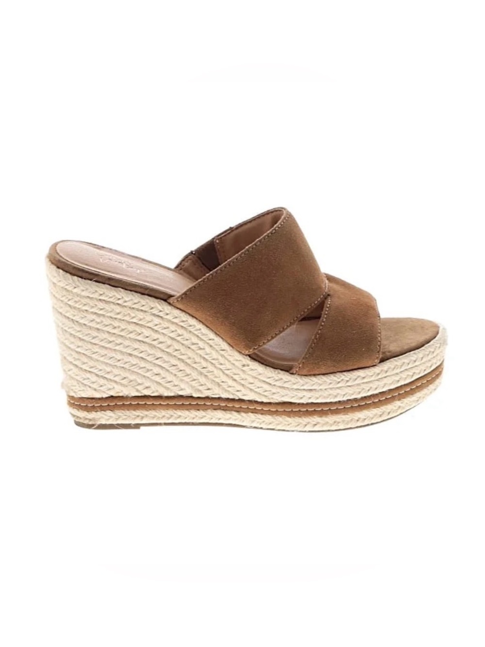 Crown Tan Suede Espadrille Platform Wedge Size 10